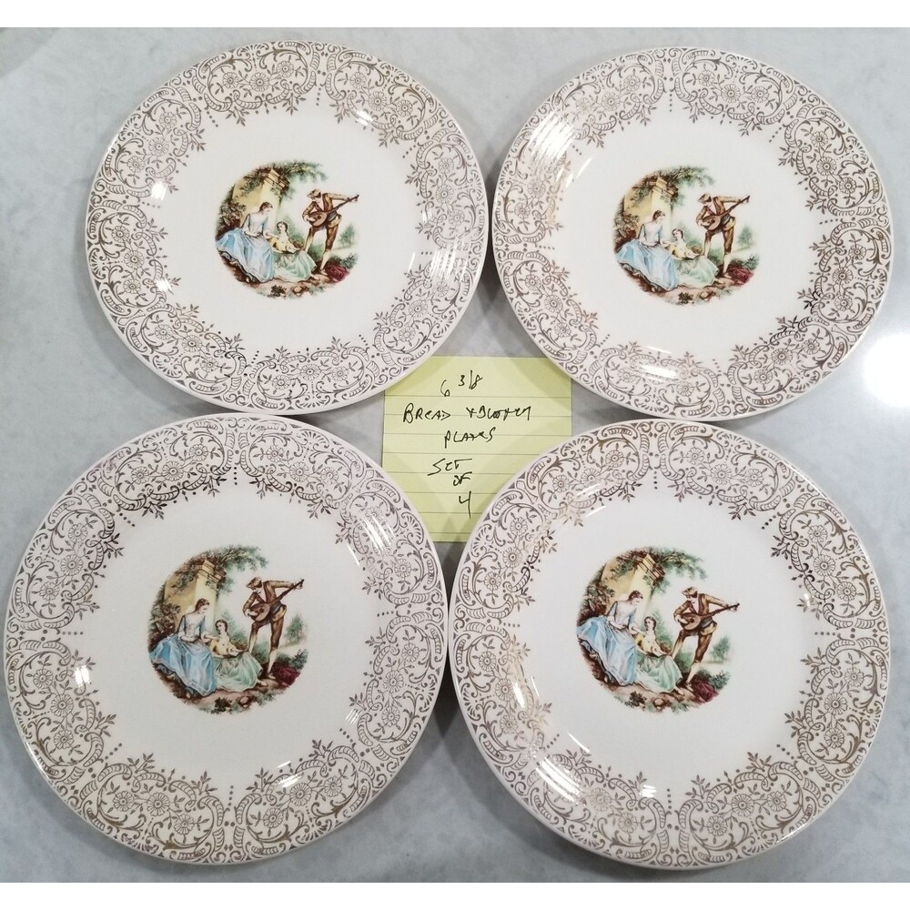 American Limoges 6 3/8" bread & butter plates Triumph China d’Or 22k 4 ct vtg
